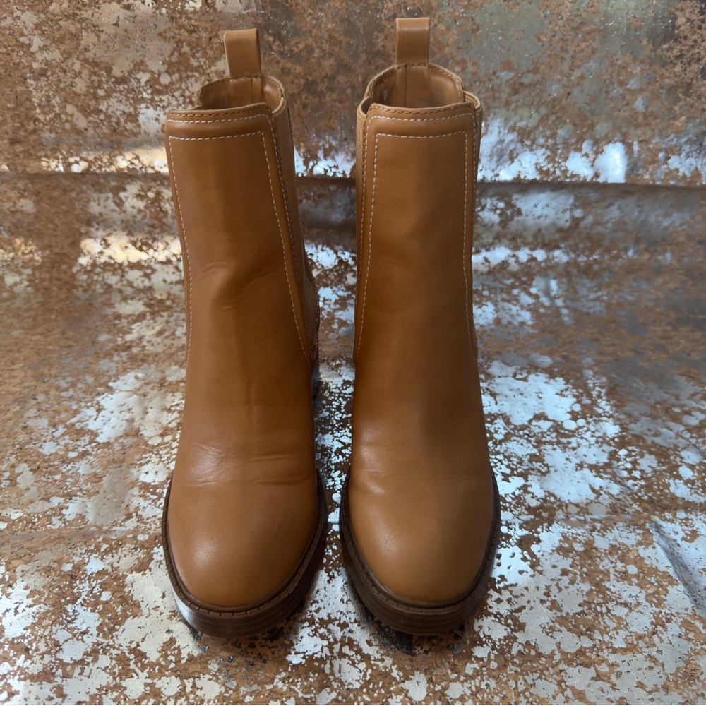 Bandolino Tan Leather Ankle Boots - Picture 4 of 8